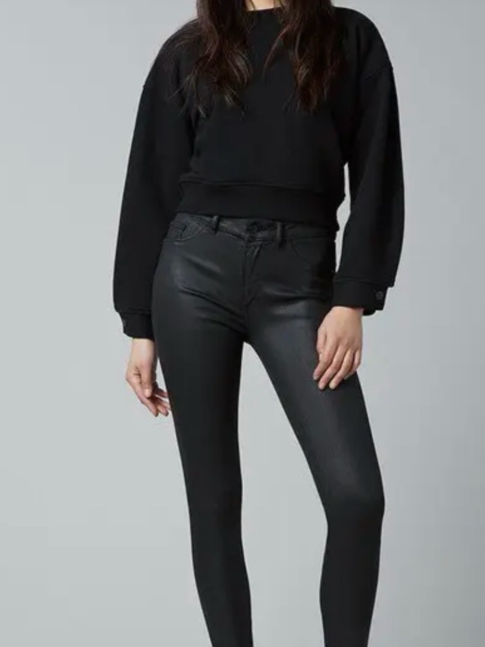 DL1961 Florence Cage Coated Moto Skinny Jeans Black Size 28